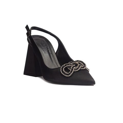 Turkish Women Black Satin Heels #1681