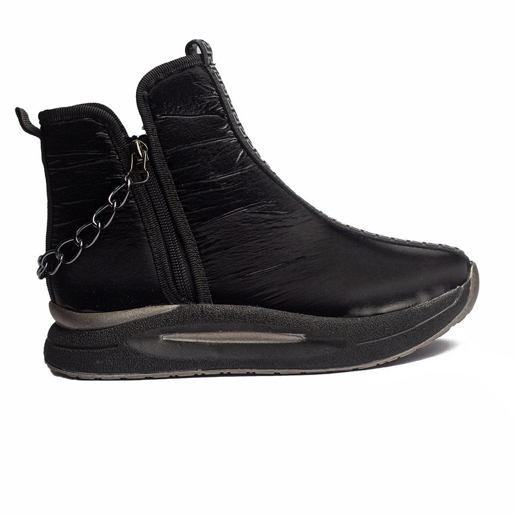 Turkish Women Black Vernis Leather Half Boot #1687