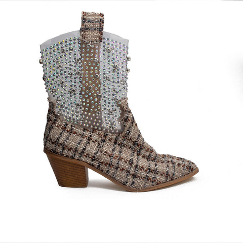 Turkish Women Cafe Cloth Half Boot #1697