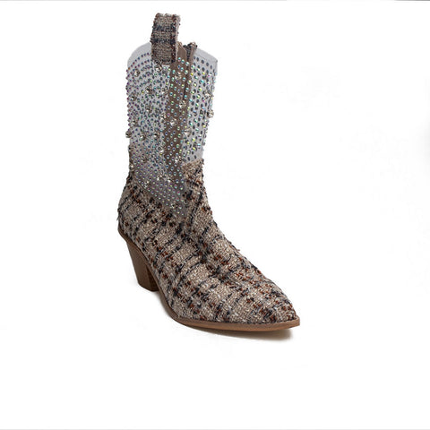 Turkish Women Cafe Cloth Half Boot #1697
