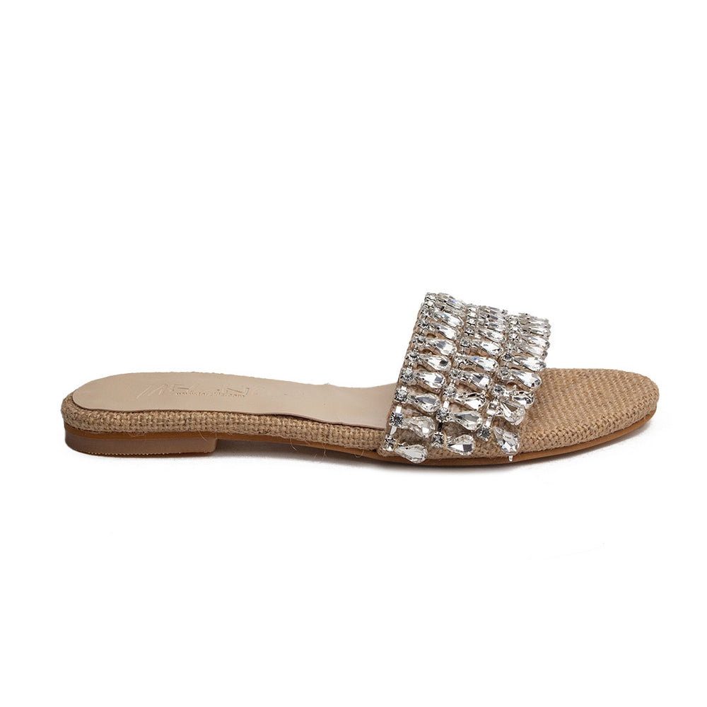 Turkish Women Beige Khesh Slipper #1710