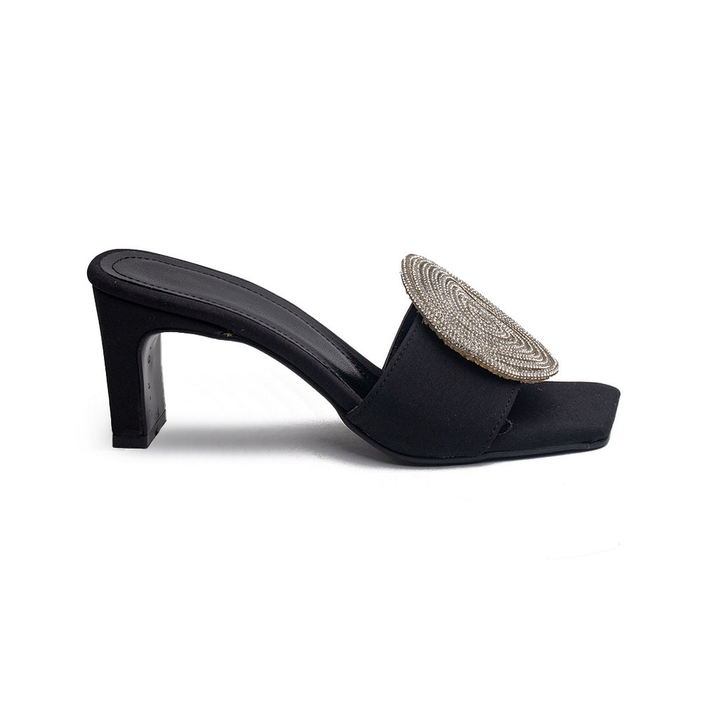 Turkish Women Black Satin Heels #1716