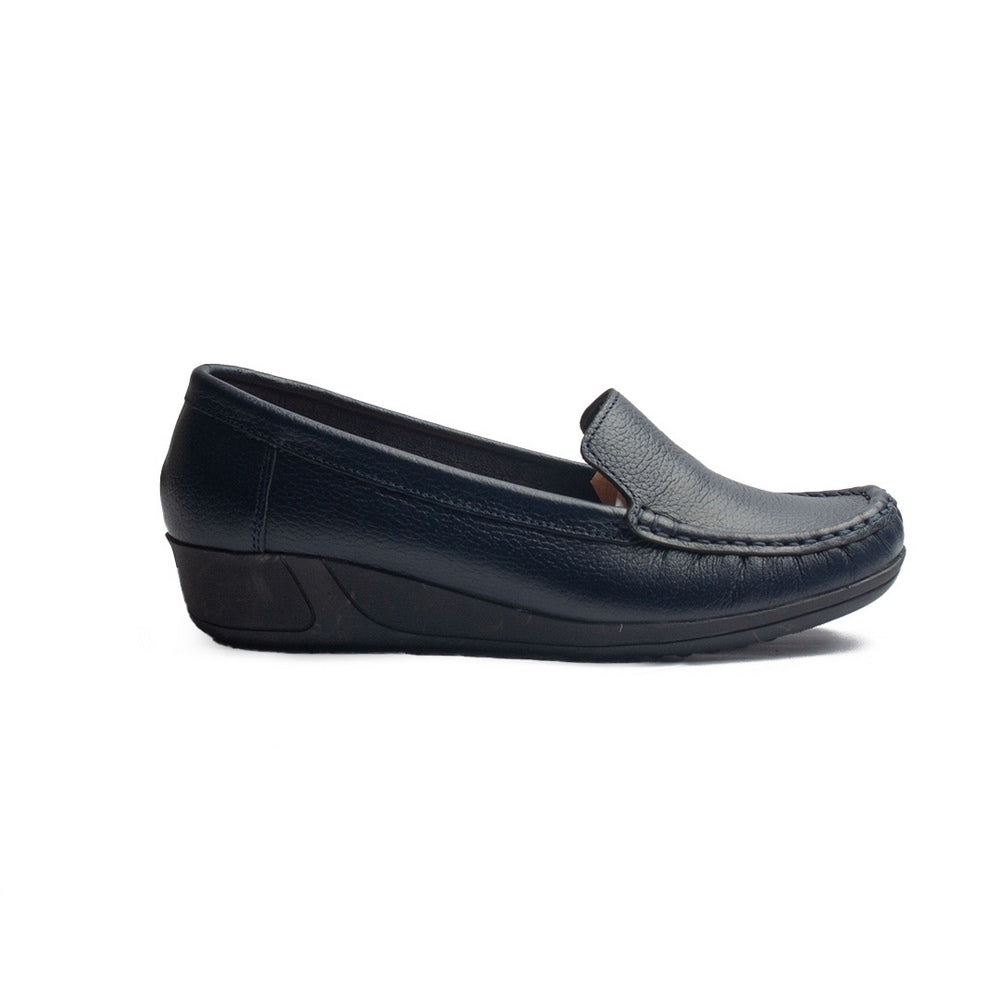 Turkish Women Dark Blue Leather Espadrilles #1725