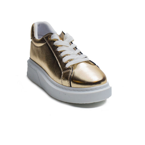 Turkish Women Gold Leather Shoes #1786