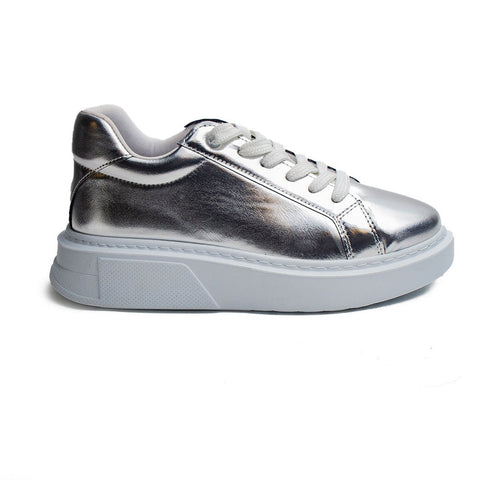 Turkish Women Silver Leather Shoes #1787