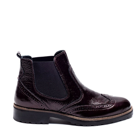 Italian Women Maroon Vernis Leather Half Boot #0017