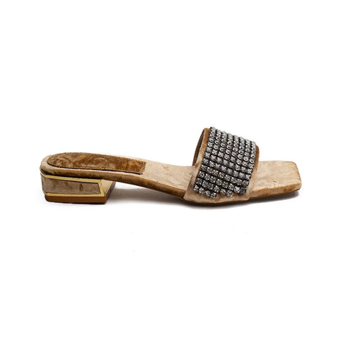 Turkish Women Gold Velvet Slipper #1800