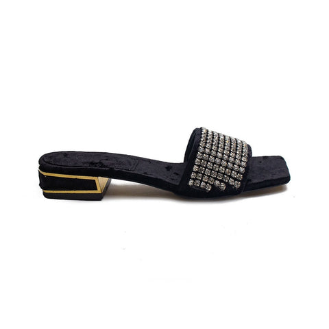 Turkish Women Black Velvet Slipper #1801