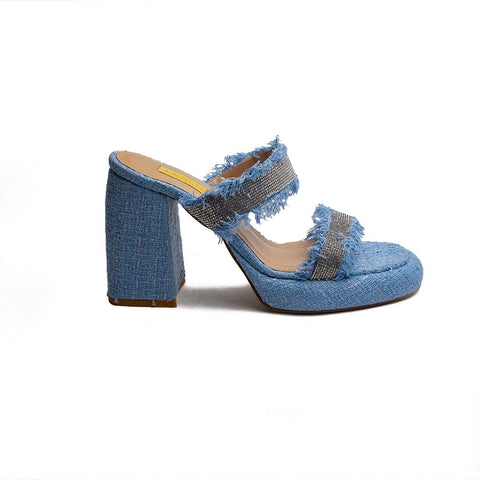 Turkish Women Light Blue Cloth Wedges #1809