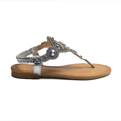 Europeon Union Women Silver Leather Sandal #1831