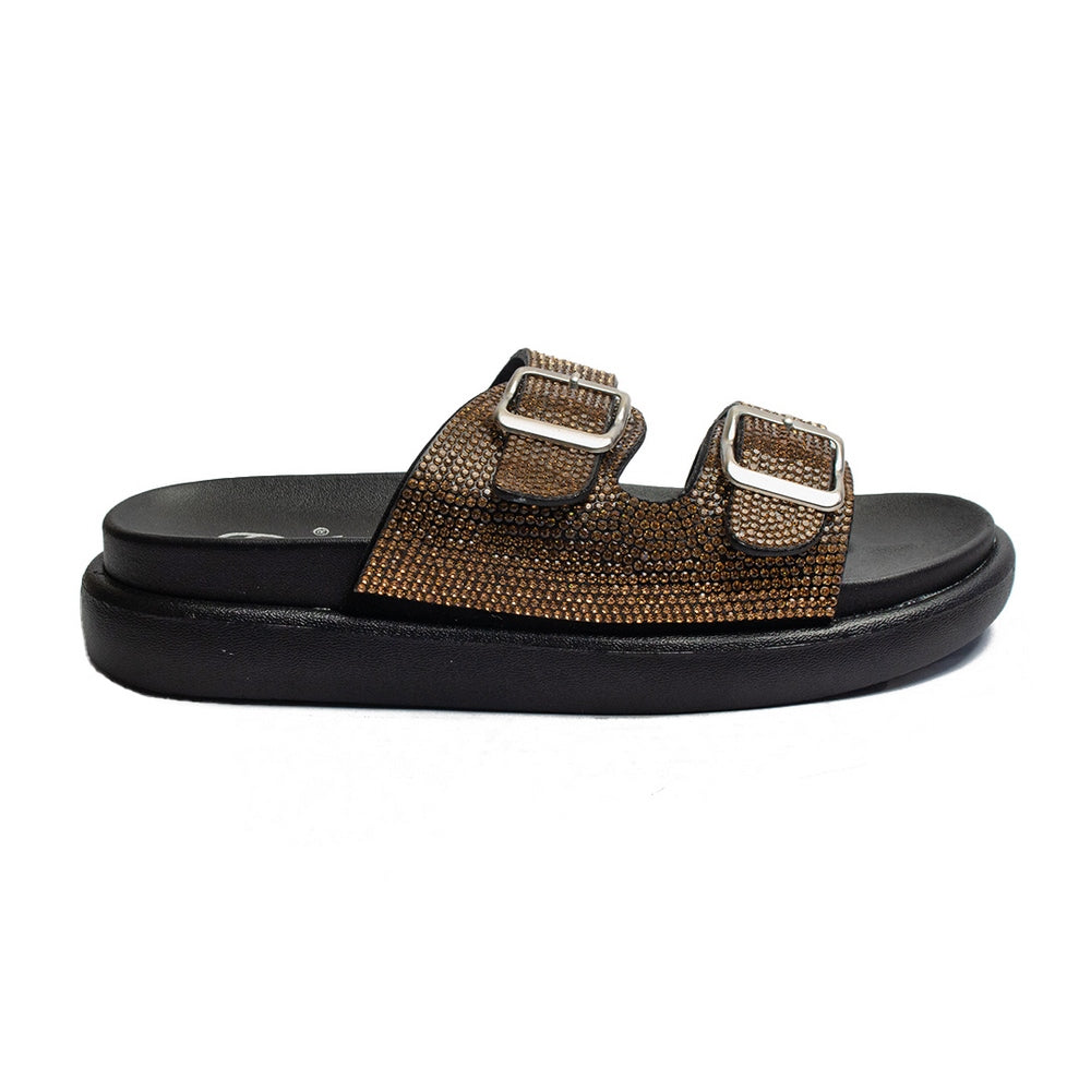 Europeon Union Women Gold Leather Slipper #1837
