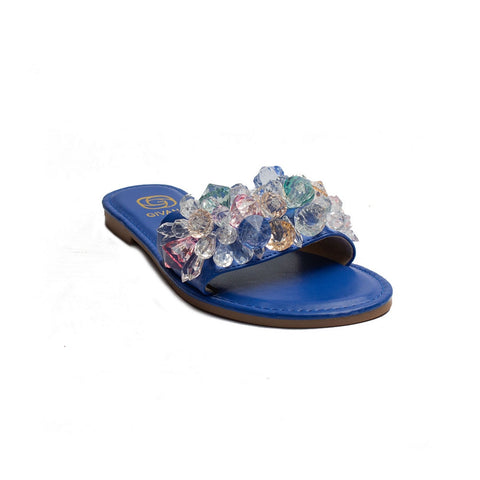 Europeon Union Women Blue Leather Slipper #1838