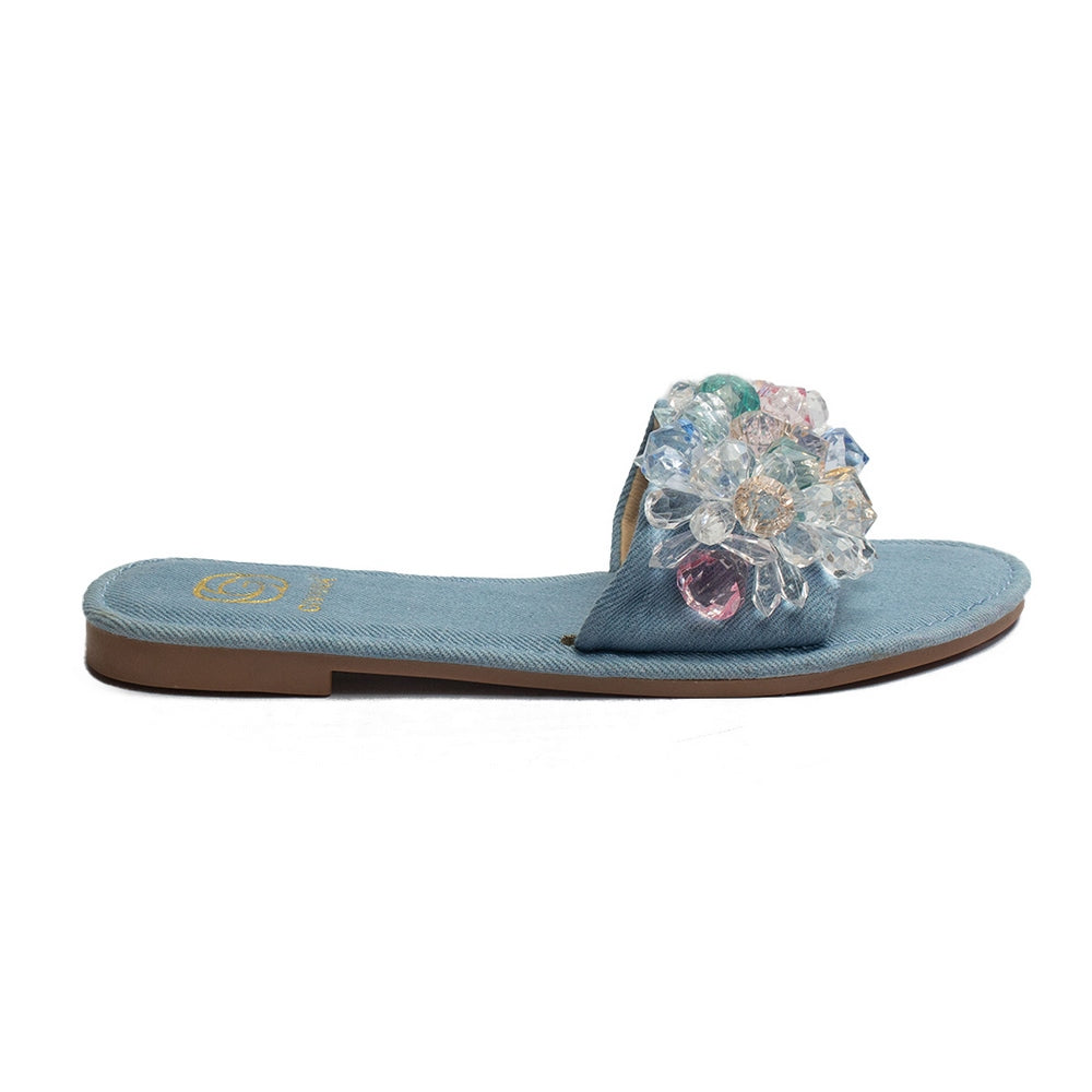 Europeon Union Women Light Blue Cloth Slipper #1841