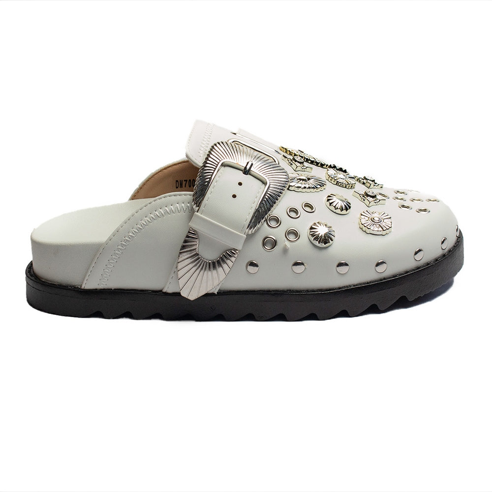 Europeon Union Women White Leather Slipper #1851