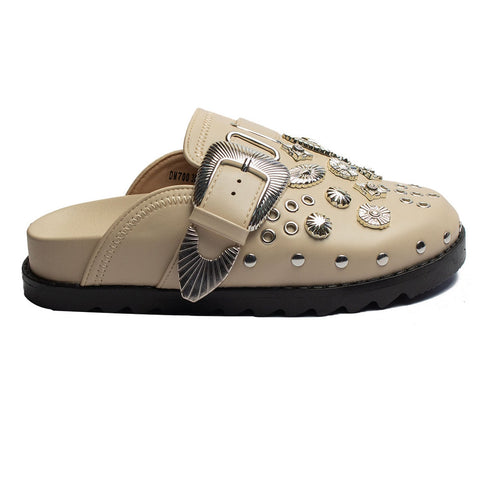 Europeon Union Women Beige Leather Slipper #1855