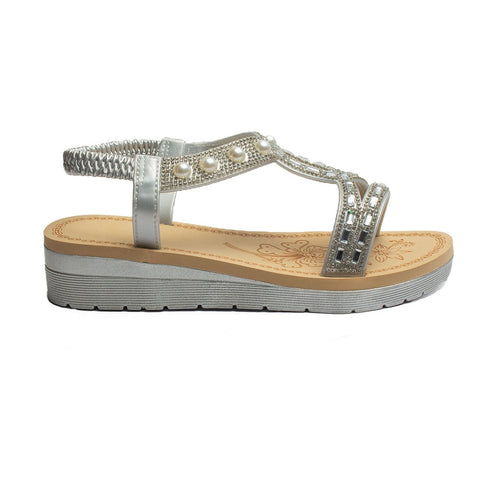Europeon Union Women Silver Leather Sandal #1856