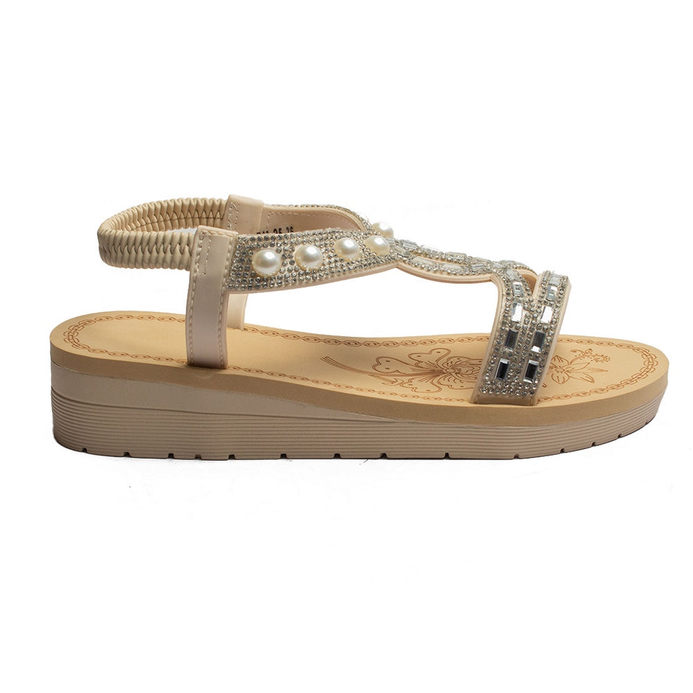 Europeon Union Women Beige Leather Sandal #1858