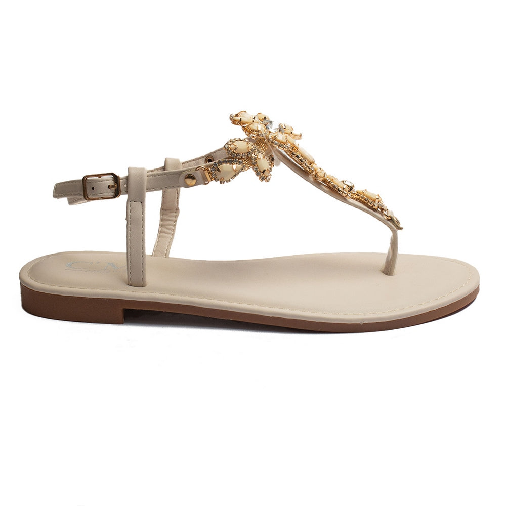 Europeon Union Women Beige Leather Sandal #1866