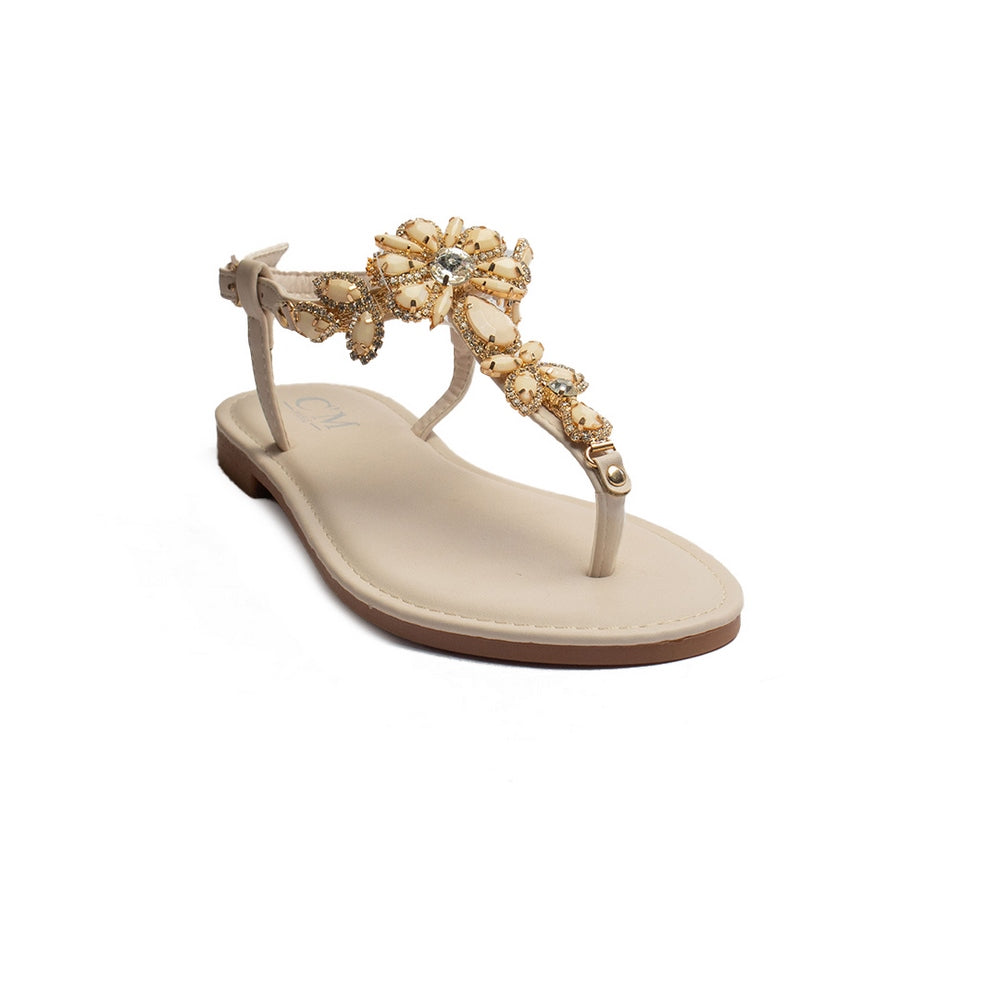 Europeon Union Women Beige Leather Sandal #1866