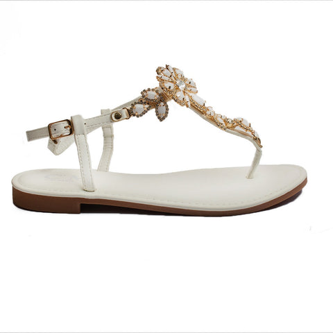 Europeon Union Women White Leather Sandal #1867