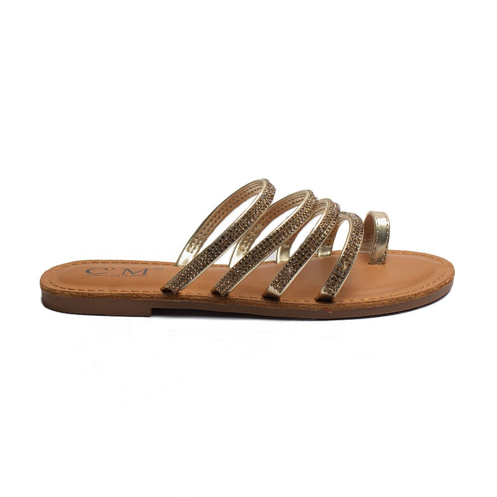 Europeon Union Women Gold Leather Slipper #1868