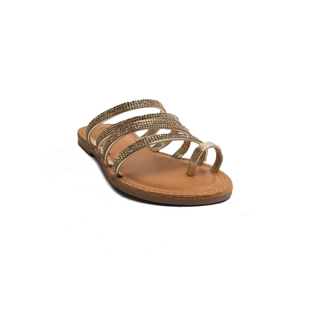 Europeon Union Women Gold Leather Slipper #1868