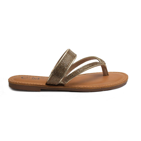 Europeon Union Women Gold Leather Slipper #1872