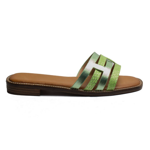 Europeon Union Women Green Leather Slipper #1884