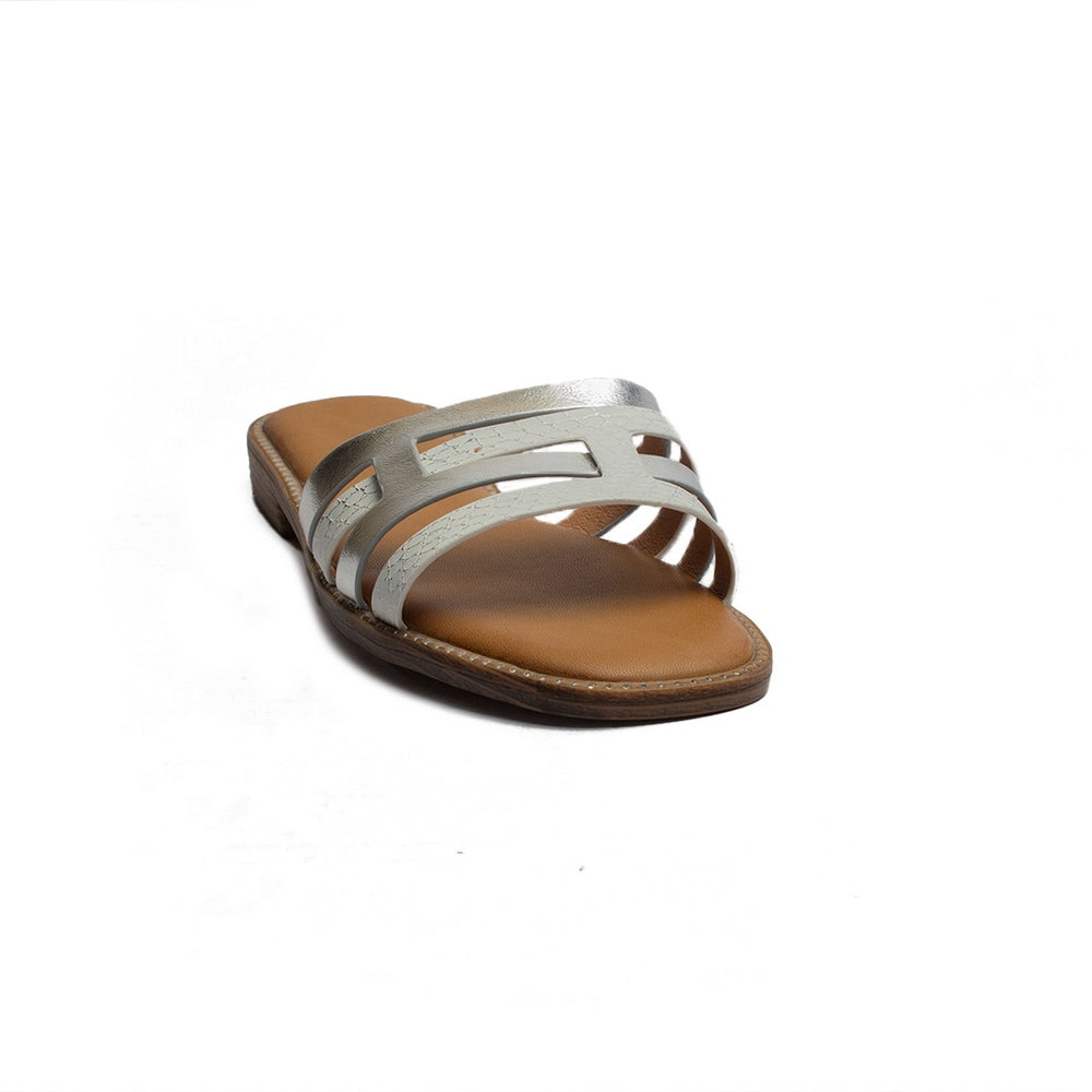 Europeon Union Women Silver Leather Slipper #1886