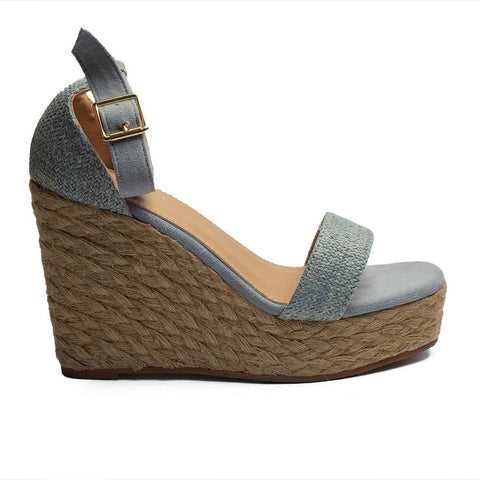 Europeon Union Women Grey Leather * Chamois Wedges #1890