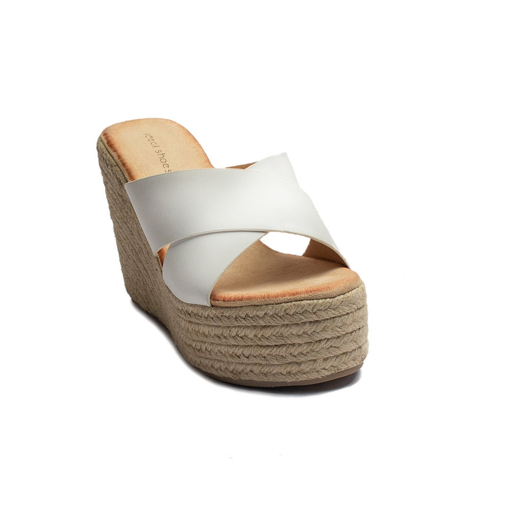 Europeon Union Women White Leather Wedges #1892