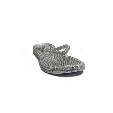 Europeon Union Women Silver Plastic Slipper #1914