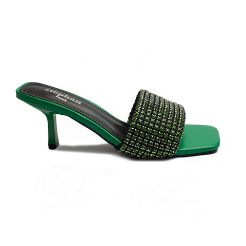 Europeon Union Women Green Leather Heels #1939