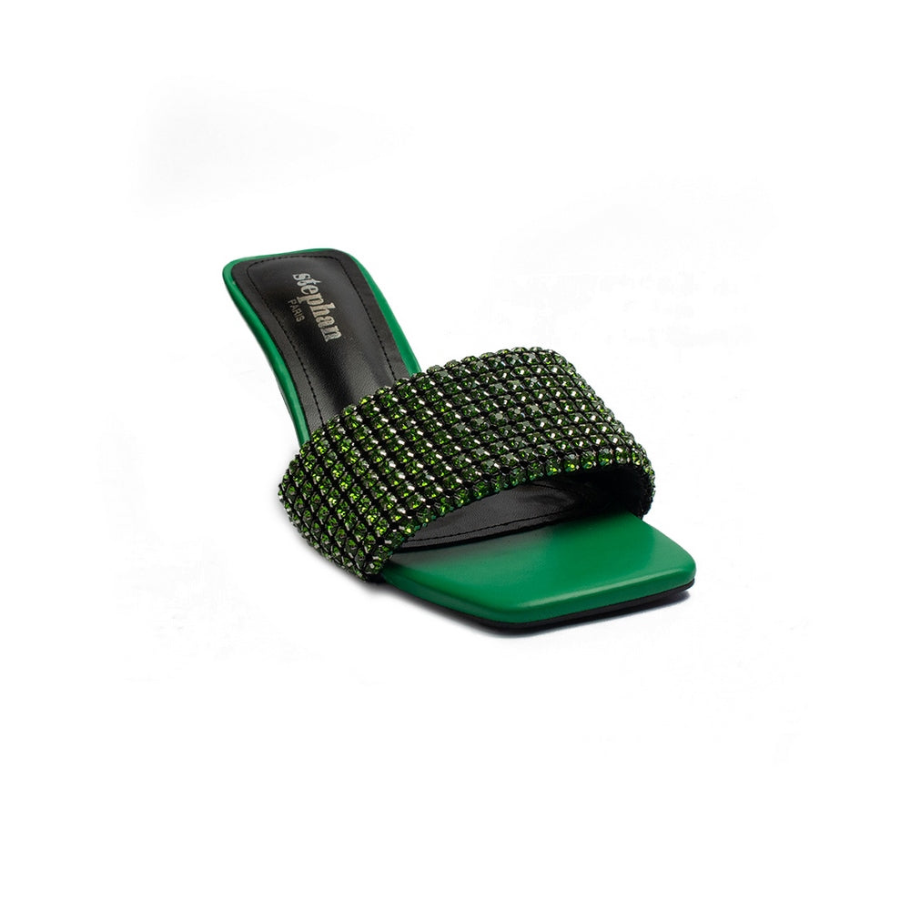 Europeon Union Women Green Leather Heels #1939