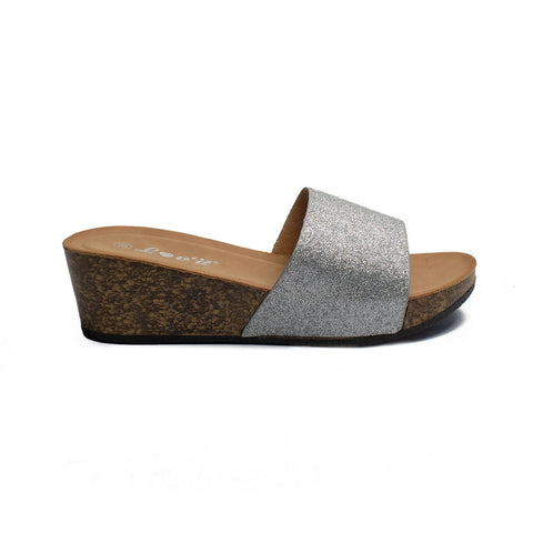 Europeon Union Women Silver Leather Slipper #1944