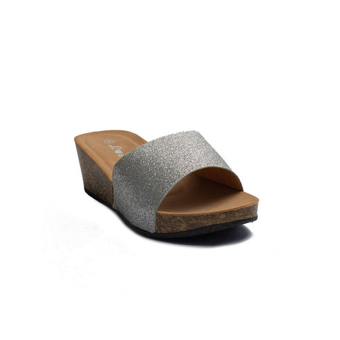 Europeon Union Women Silver Leather Slipper #1944