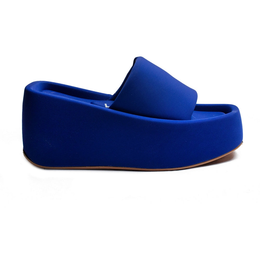 Turkish Women Blue Satin Wedges #1959