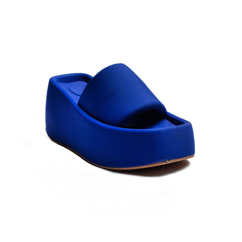 Turkish Women Blue Satin Wedges #1959