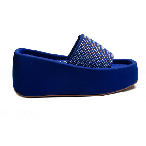 Turkish Women Blue Satin Wedges #1963