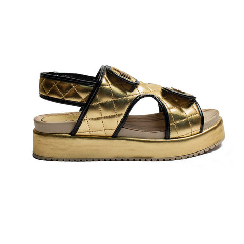 Turkish Women Gold Leather Sandal #1965