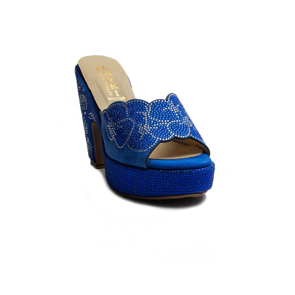 Turkish Women Blue Chamois Wedges #1967