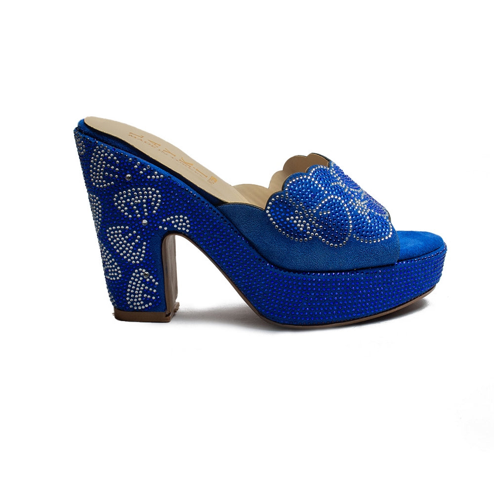 Turkish Women Blue Chamois Wedges #1967