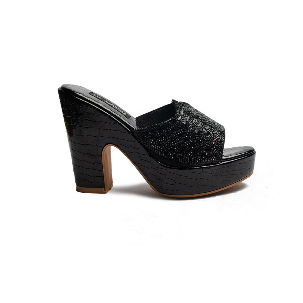 Turkish Women Black Leather Wedges #1968