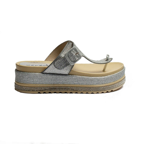 Turkish Women Silver Leather Slipper #1980