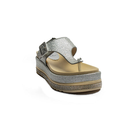 Turkish Women Silver Leather Slipper #1980