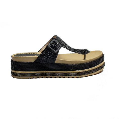 Turkish Women Black Glitter Slipper #1984