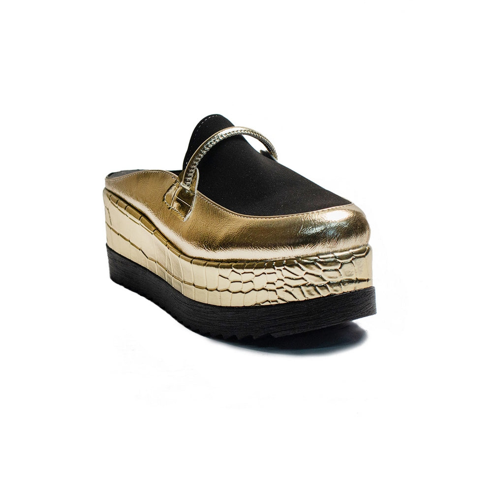 Turkish Women Gold Leather Wedges #2009