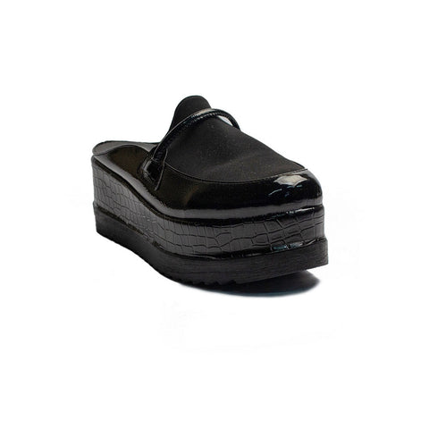 Turkish Women Black Leather Wedges #2010