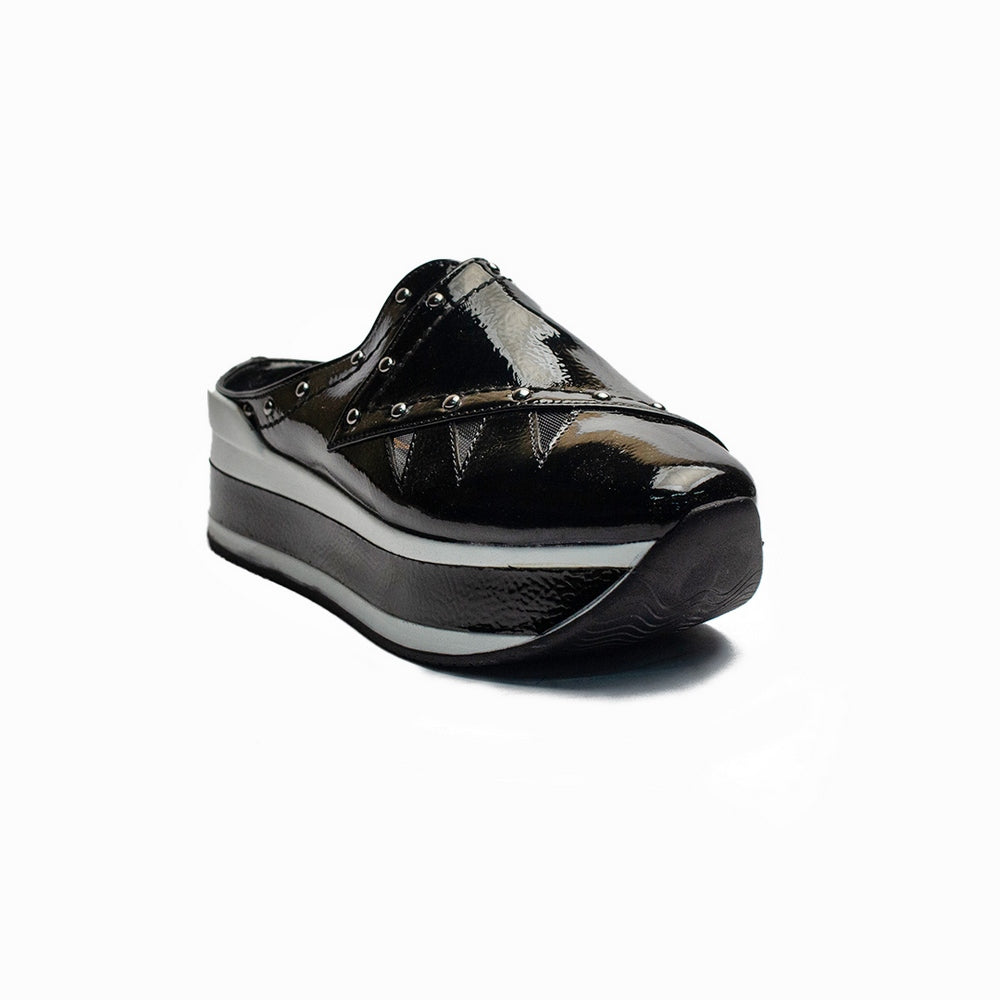 Turkish Women Black Vernis Leather Wedges #2014