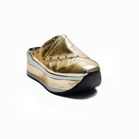 Turkish Women Gold Vernis Leather Wedges #2016